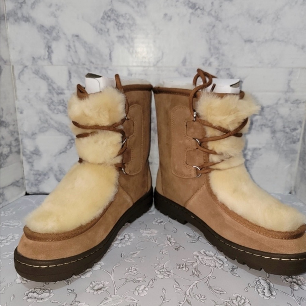 UGG Tan and Cream Shearling Winter Boots